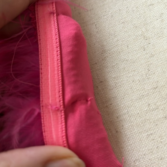 Pink Sequined Feather Trim Mini Dress - Picture 4 of 11